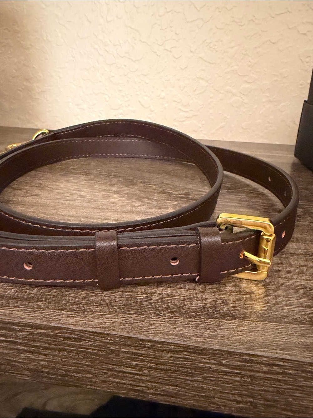 Dark Brown Leather Strap with Gold Hardware - Picture 2 of 2